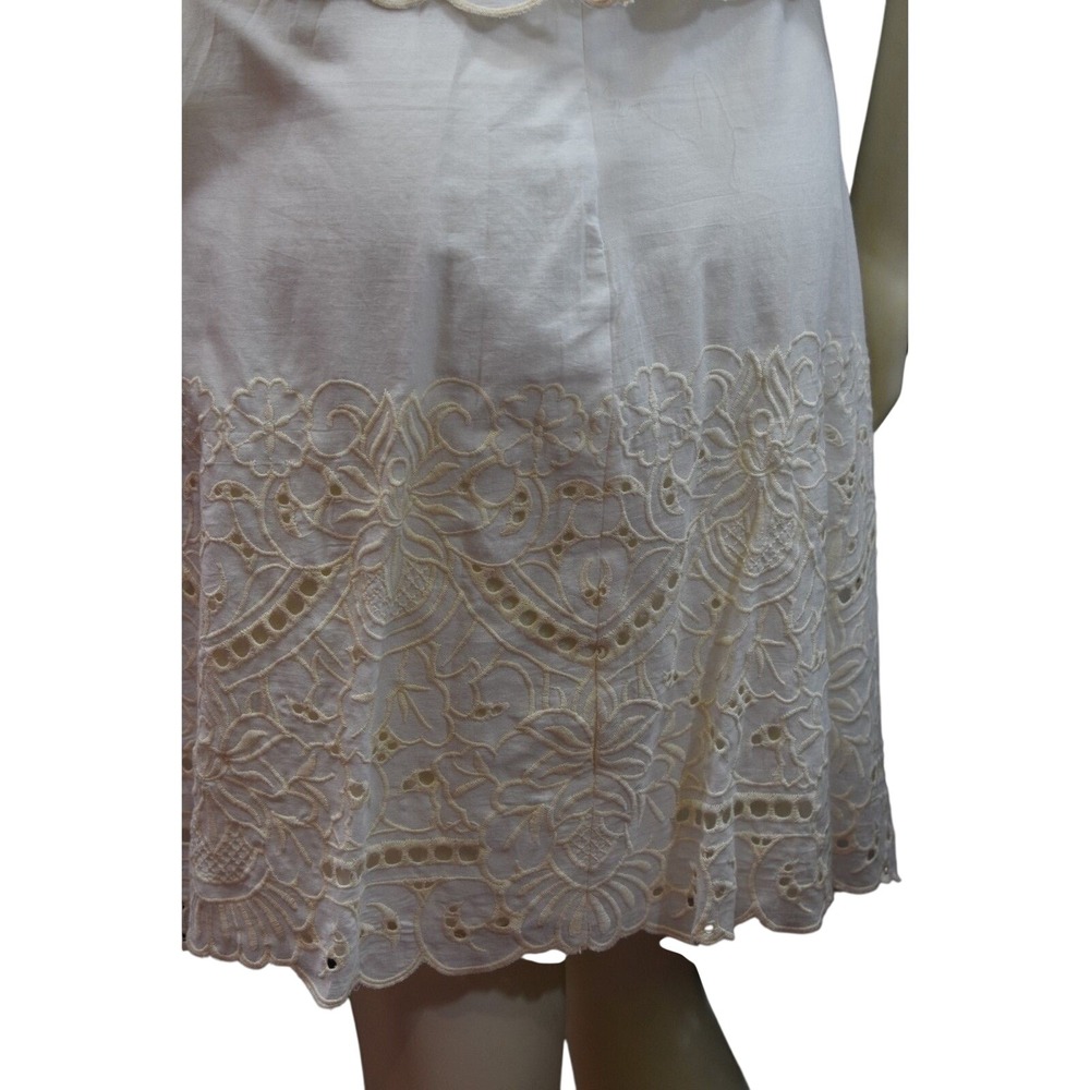 Chelsea & Violet Ivory Eyelet Lace Mini Dress Two Tier Embroidered‎ Skirt Md NWT - Picture 6 of 16